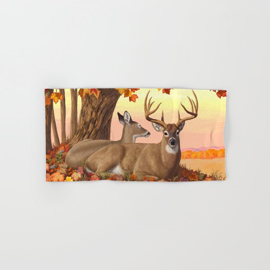 Hilltop Retreat Whitetail Deer Painting Hand & Bath Towel