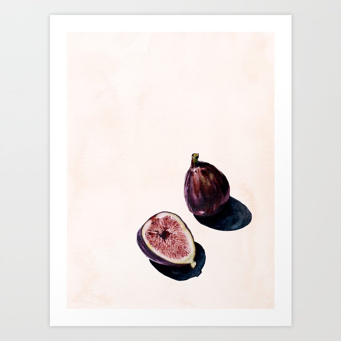 Fruit Still Life Print | Figs Watercolor Aesthetic Painting | Minimal Nudes | Modern Art Art Print