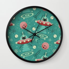 Atomic Cats in Space - ©studioxtine Wall Clock