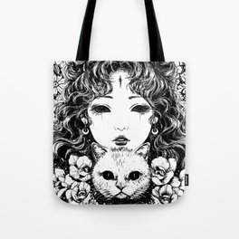 Gothic Manga Witch Cat Girl  Tote Bag