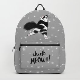 Black and White Cat Sploot - Check Meowt Backpack
