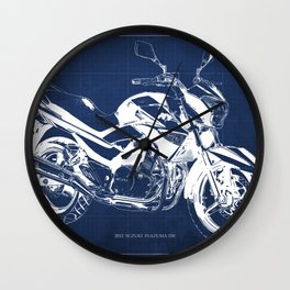 Motorcycle blueprint, 2012 Suzuki Inazuma 250, japanese bike Wall Clock