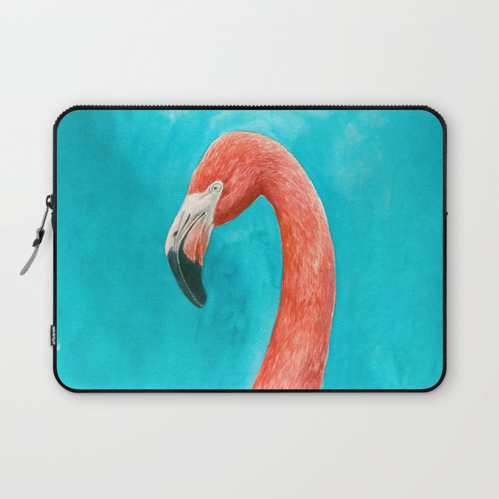 Flamingo watercolor portrait Laptop Sleeve