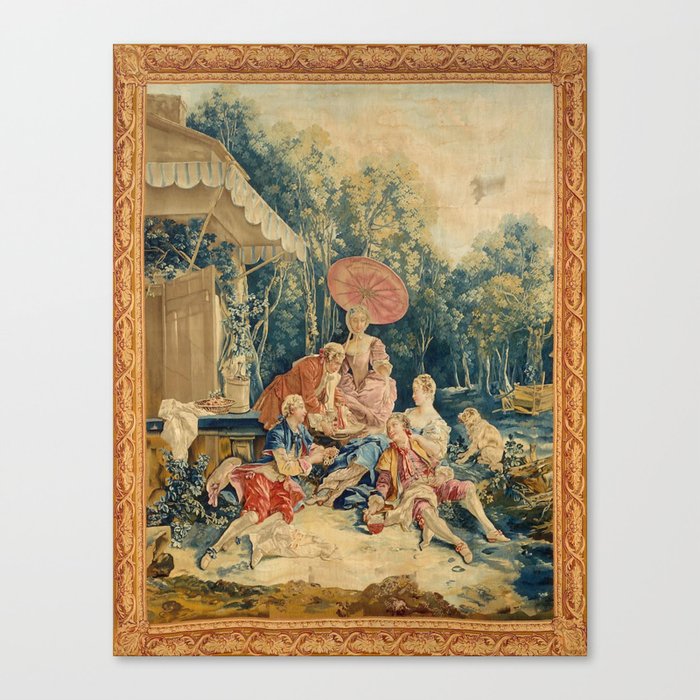 Antique 18th Century Italian Garden Tapestry Francois Boucher Canvas Print
