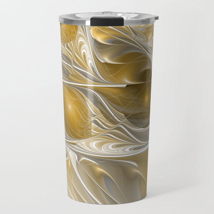 Golden, Abstract Fractal Art Travel Mug