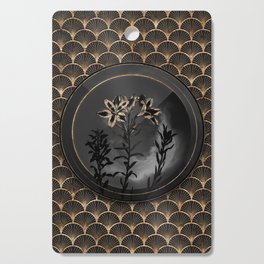 Shadowy Black Lily of the Incas Botanical Art with Gold Art Deco Cutting Board