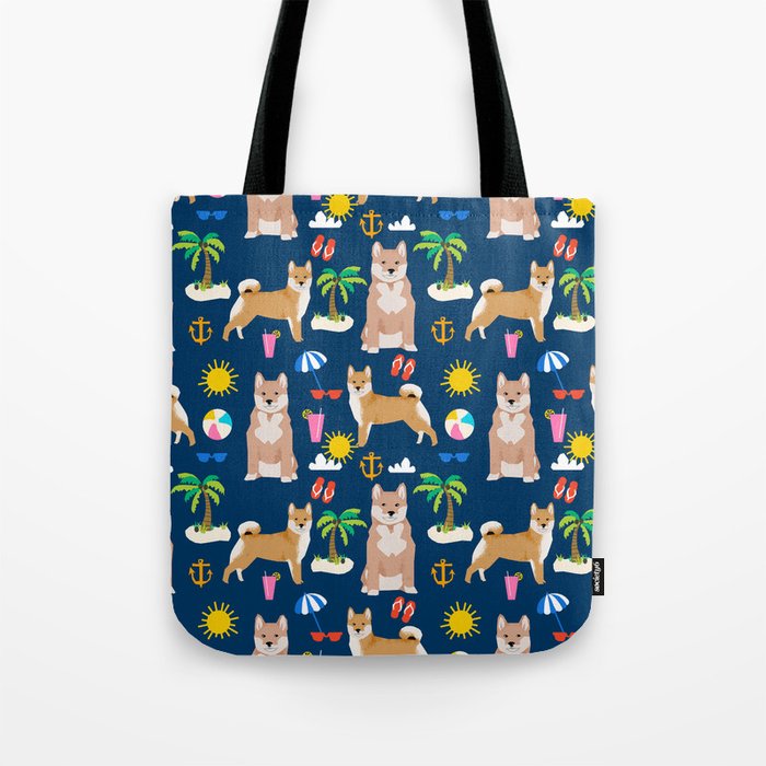 Shiba Inu Summer Beach Vacation Dog Gifts Pure Breed Pet Portrait Shiba Inu Summer Beach Vacation Dog Gifts Pure Breed Pet Portrait Pattern Tote Bag