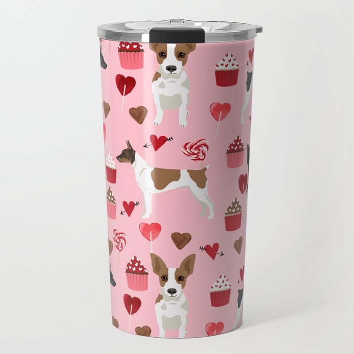 Rat Terrier valentines day cupcakes love hearts dog breed pet art dog pattern gifts unique pure bree Travel Mug
