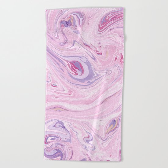 Vintage marble pattern soft pastels in pink and lilac Beach Towel