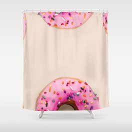 Donuts with pink frosting and sprinkles portrait art painting for kitchen, dining room, and home and wall decor Shower Curtain