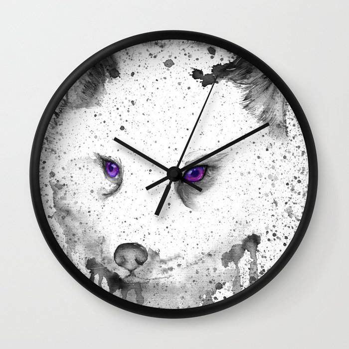 black and white : Fox Wall Clock