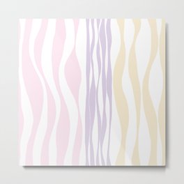 Ebb and Flow - Pastel Pink, Yellow and Purple Metal Print | Water, Digital, Soft, Laec, Pastel, Graphicdesign, Abstract, River, Stripes, Striped 