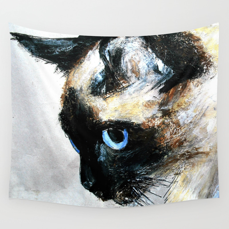 Siamese Cat Acrylic Painting Wall Tapestry By Jamespeart Society6