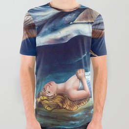 Angel of Love and Magic romantic lovers portrait painting by William Blake All Over Graphic Tee