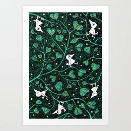 Birds and Leaves Art Print