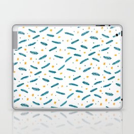 Christmas branches and stars - blue and yellow Laptop Skin