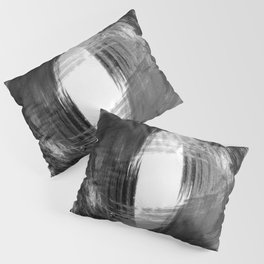 Black and Grey Modern Abstract Brushstroke Painting Vortex Pillow Sham