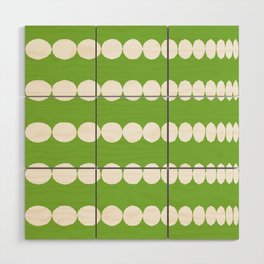 Green White - Round Pattern Wood Wall Art