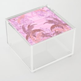 Polynesian Palm Trees And Hibiscus Sunset Abstract Acrylic Box