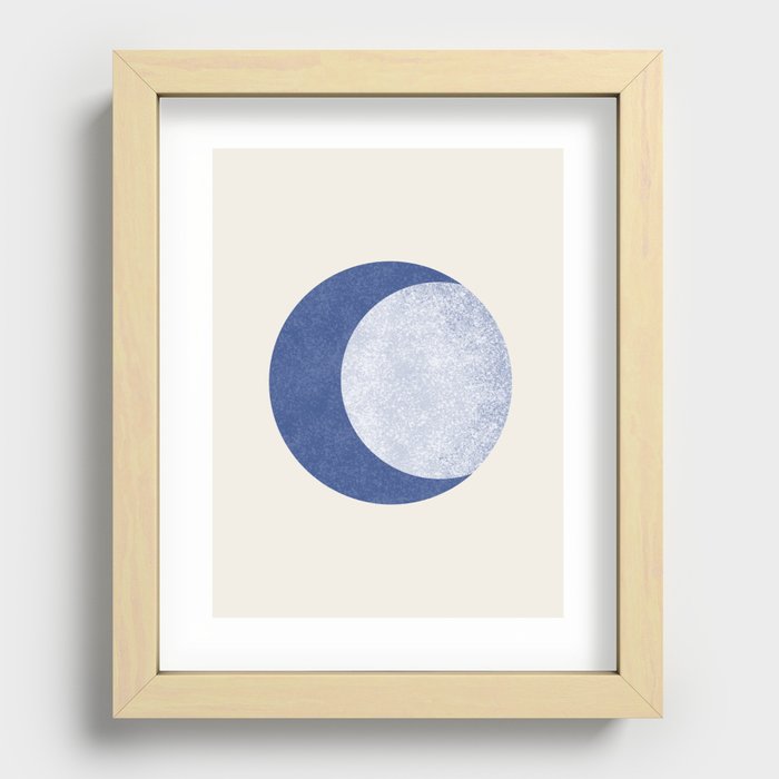 Moon Crescent - Blue Recessed Framed Print