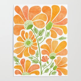 Happy California Poppies Floral Poster