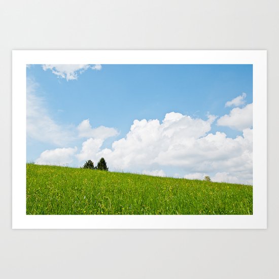 Behind the green hill Art Print