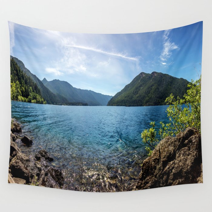 Lake Crescent Olympic Mountain Pano Wall Tapestry by JMcCool  Society6