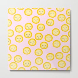Cute Sun Pattern on Pink Background Metal Print | Yellow, Sky, Sunprint, Sunnurserydecor, Sun, Pattern, Sunroomdecor, Cuteprint, Planets, Cutepattern 