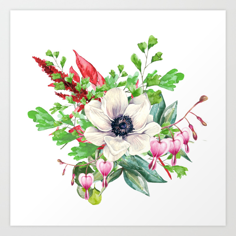 Gentille Watercolor Handpainted Clipart Floral Flower Design
