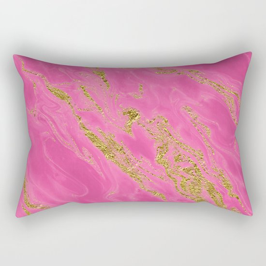 Luxury and glamorous gold glitter on pink Sea marble on #Society6 Rectangular Pillow