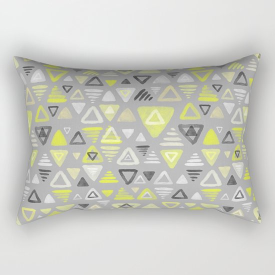 Summer Yellow Triangles on Grey Rectangular Pillow