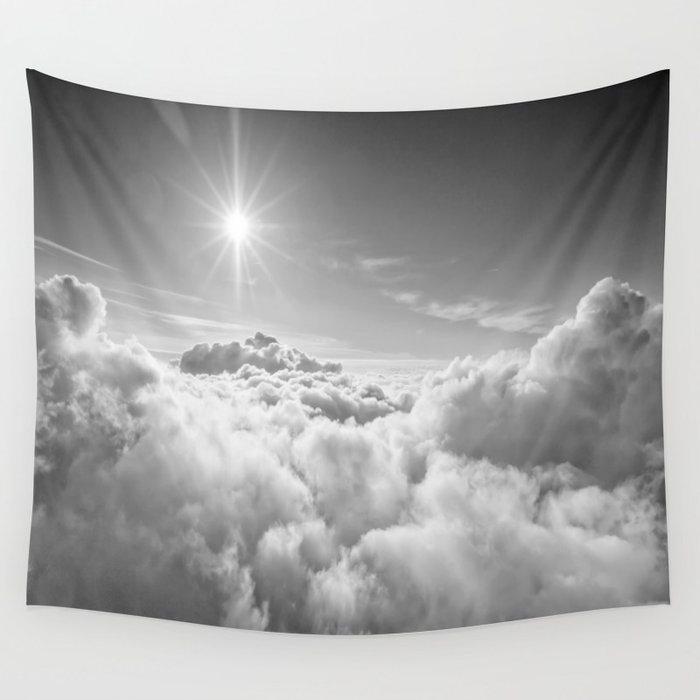 Clouds Gray & White Wall Tapestry