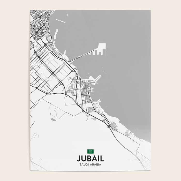 Jubail, Saudi Arabia Light City Map Poster by IMR Designs Society6