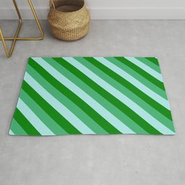 [ Thumbnail: Green, Sea Green, and Turquoise Colored Lined/Striped Pattern Rug ]
