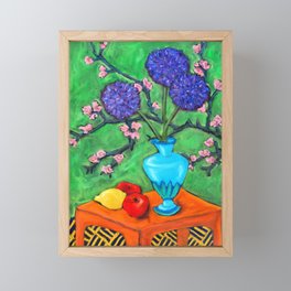 Allium on Orange Table Framed Mini Art Print