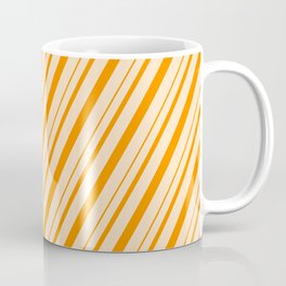 [ Thumbnail: Bisque and Dark Orange Colored Lines/Stripes Pattern Coffee Mug ]