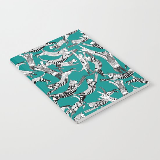 cat party teal blue Notebook