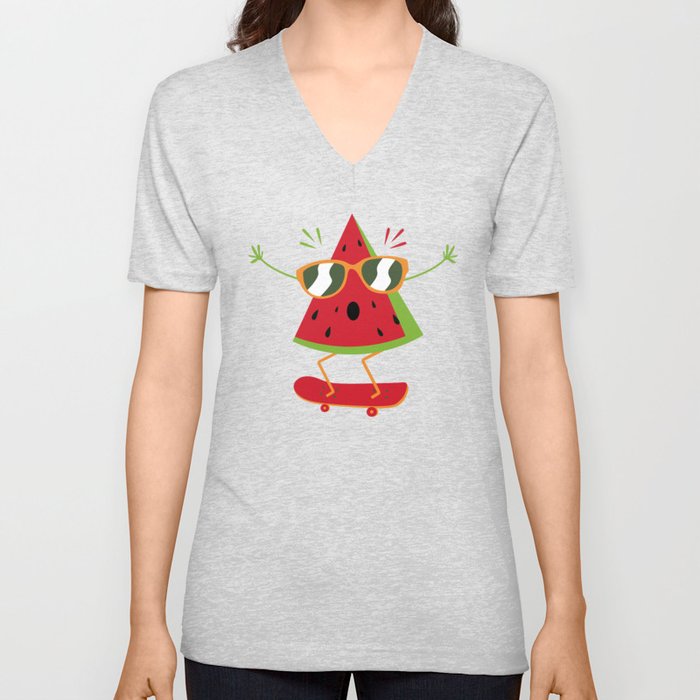 Watermelon Skater V Neck T Shirt