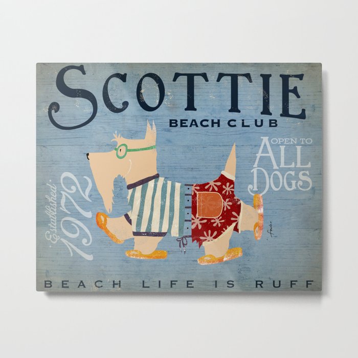 wheaten scottie scottish terrier art artwork dog beach sandals flip flops  Metal Print
