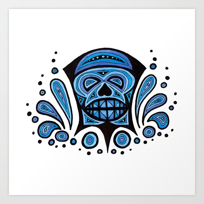 Blue Skull Art Print
