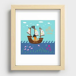 Little Captain Pirate Octopus Recessed Framed Print