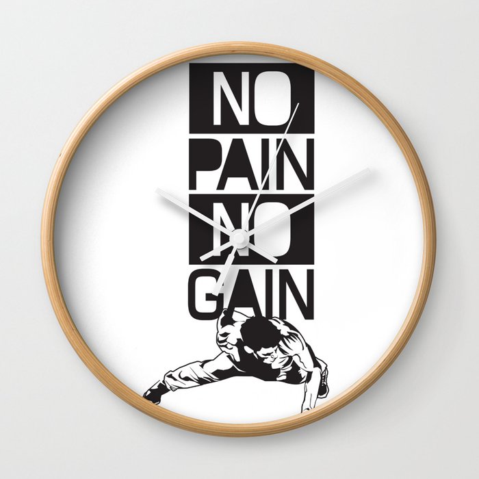 Gym Quote: No Pain No Gain. Workout Motivation, Push Up Man Wall Clock by  Uramina | Society6