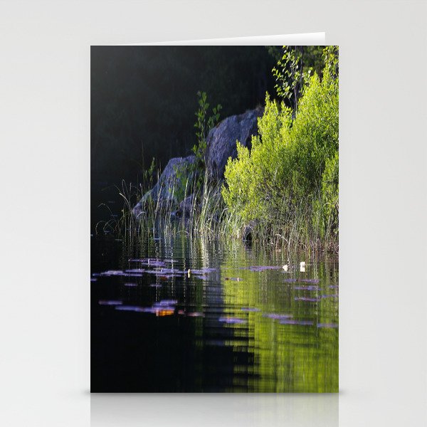 Spring Green Reflection Dark Water #decor #society6 #buyart Stationery Cards