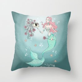 Spooky Mermaid Throw Pillow