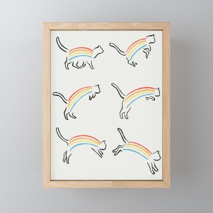 Rainbow Cat Framed Mini Art Print