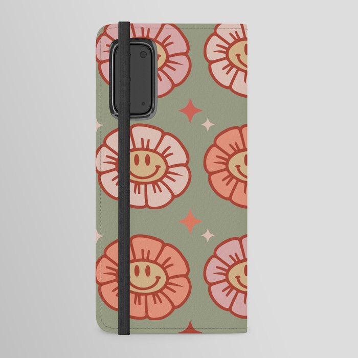 Retro Flower Power 70s Pattern Android Wallet Case