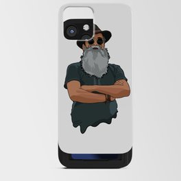 Hipster man with hat and round sunglasses iPhone Card Case