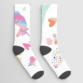 Magical Pastel Unicorn Floral Socks