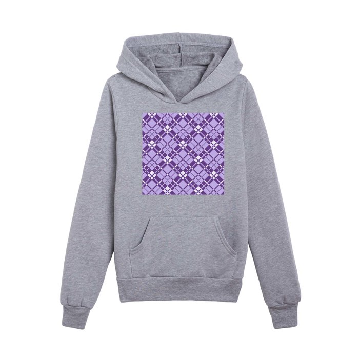 Purple gingham checked Kids Pullover Hoodie