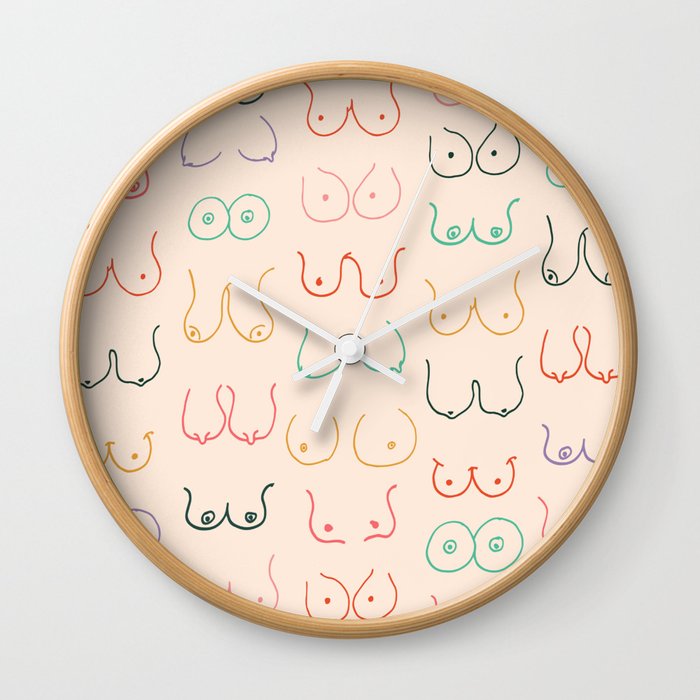 Pastel Boobs Drawing Wall Clock